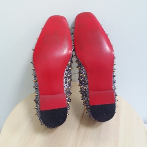 $170  Mens Loafer DRESS Shoes Spikes Glitter Black Gold Slip On Size 10 Fiesso main image 4